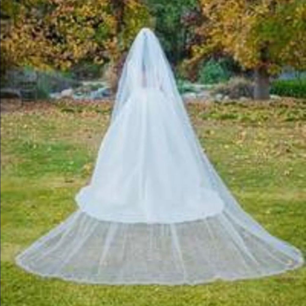 Romantic White Tulle Cathedral Veil